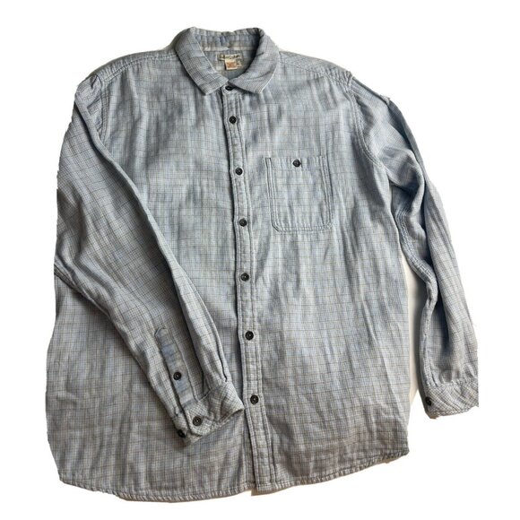 Carbon 2 Cobalt Men Flannel Shirt Gray Blue Plaid Button Up Long Sleeve Large L - Picture 2 of 6